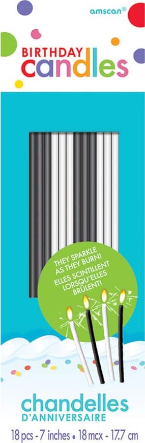 AMSCAN Świeczki urodzinowe czarne i białe - 18 cm - 18 szt. uniwersalny