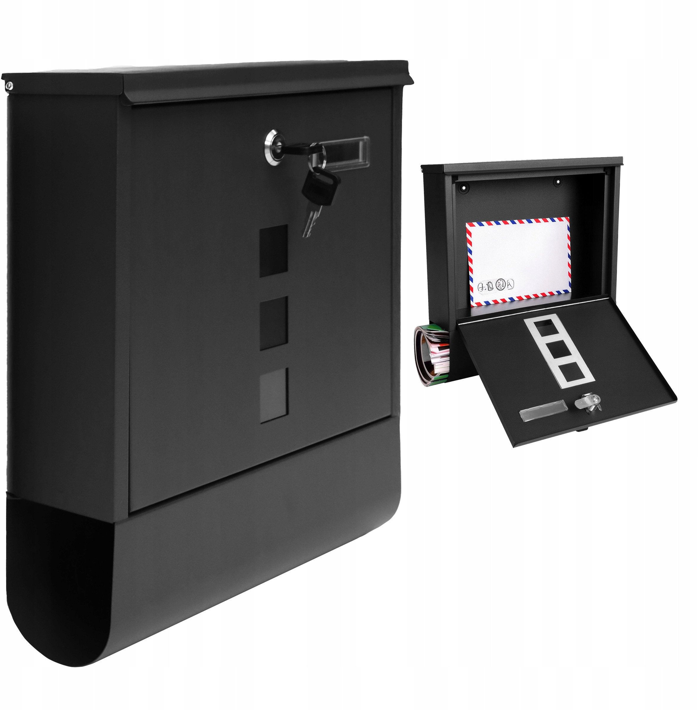 Duża skrzynka pocztowa na listy gazety ulotki pocztę A4 czarna