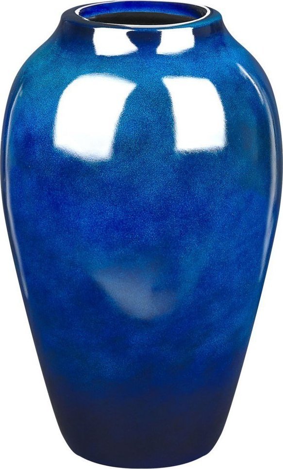 Beliani Wazon na kwiaty z terakoty 37 cm niebieski OCANA