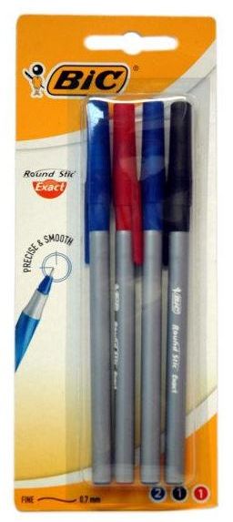 Bic Długopis Round Stick Exact BI 4 Sztuki Blister BIC (BONUS 932858)