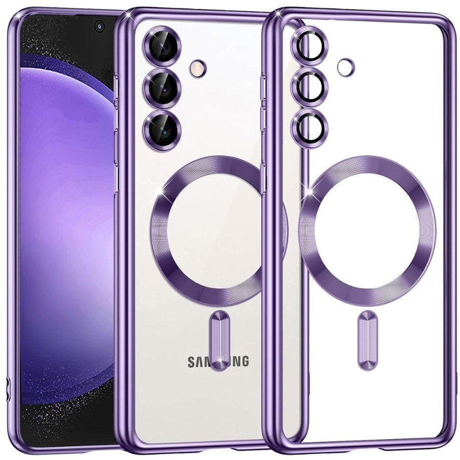 Etui Supero magnetyczne tpuplating do Samsung Galaxy S25 Plus/S24 Plus, przezroczysto-fioletowe