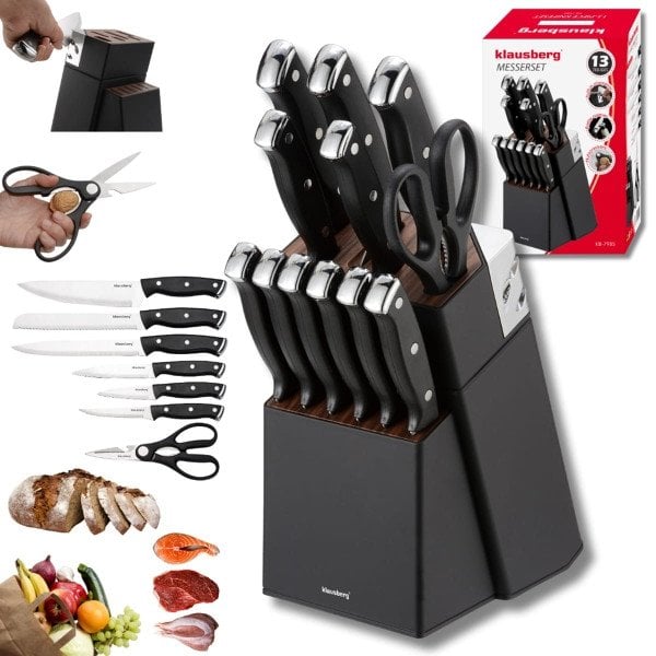 Klausberg ZESTAW NOŻY KUCHENNYCH I DO STEKÓW W BLOKU KB-7985