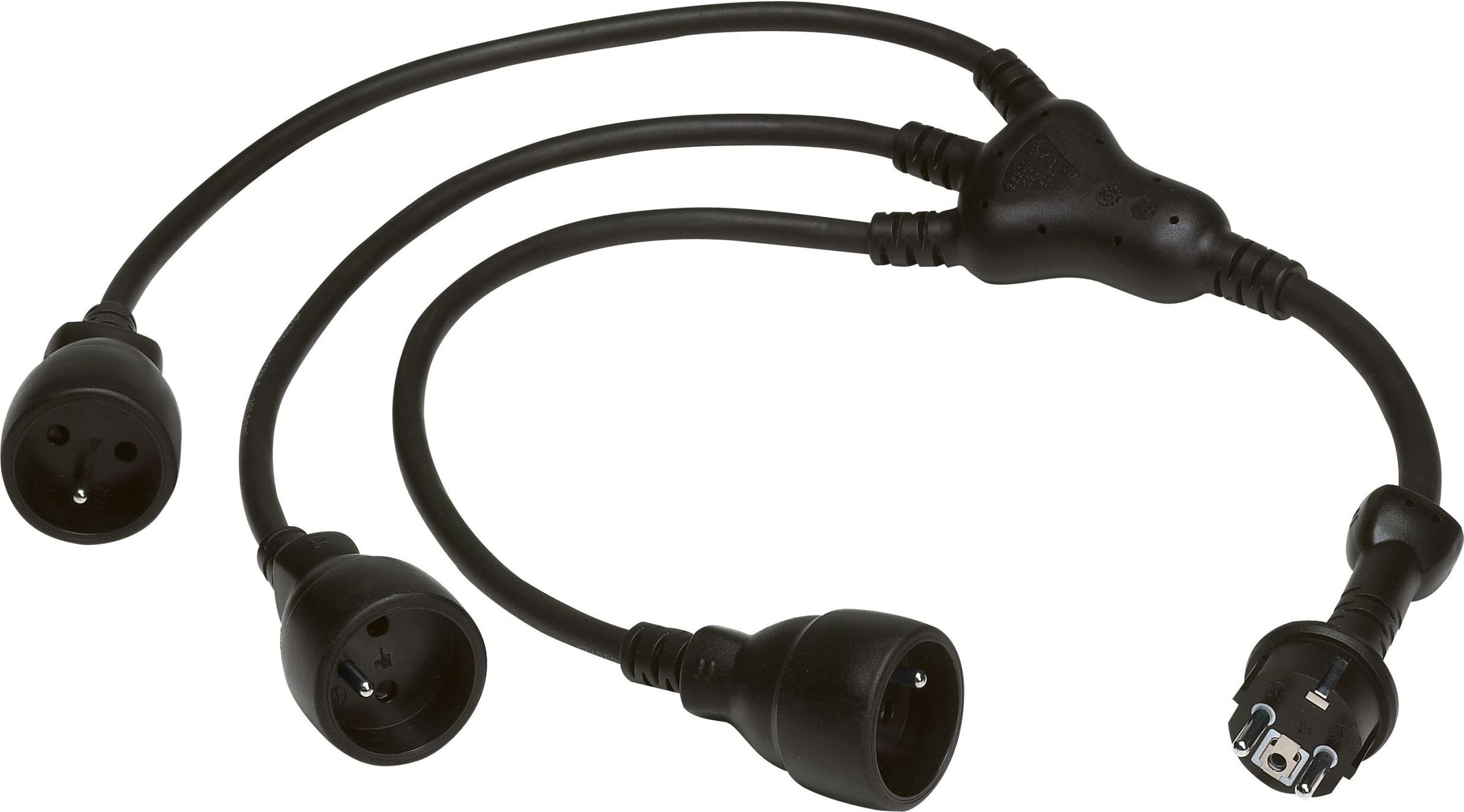 Legrand Przedłużacz trójdzielny gumowy 3x2P+Z 0,6m IP20 czarny (50577)