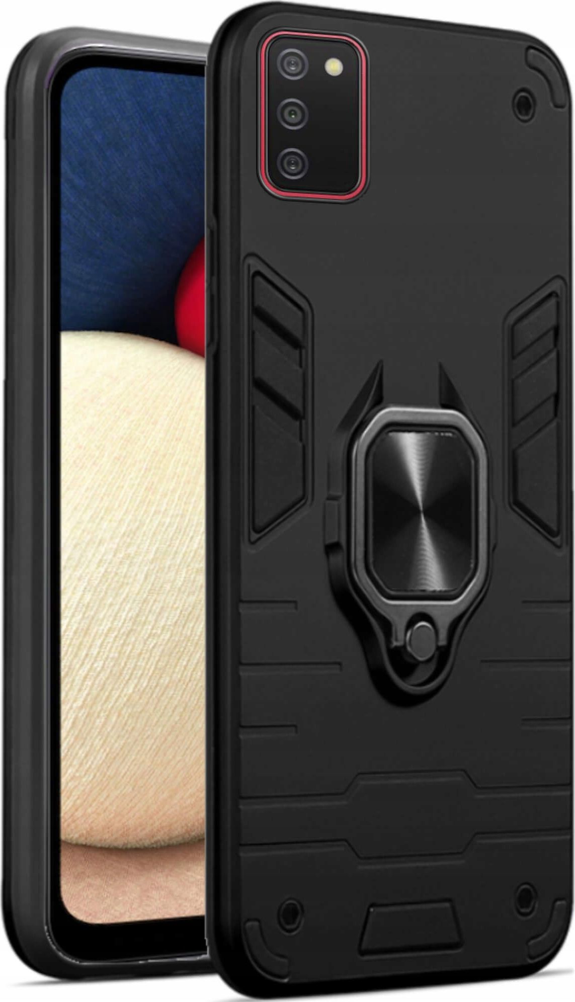 etumi Etui Pancerne Do Samsung Galaxy A02S Obudowa Ring Wzmocnione Hybrydowe Etui Ochronne Futerał Armor Pokrowiec Magnes Armr0033