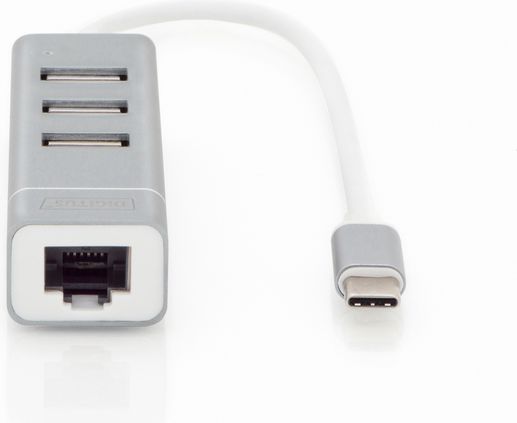 HUB USB Digitus 1x RJ-45 + 3x USB-A 2.0 (DA-70253)