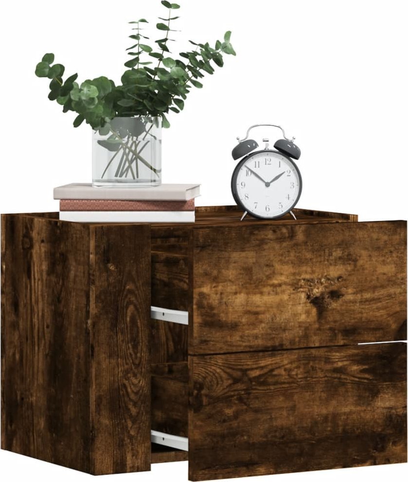 vidaXL Wiszące szafki nocne, 2 szt., przydymiony dąb, 45x30x35 cm