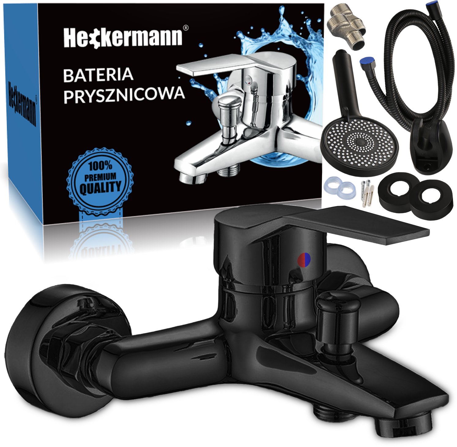 Bateria wannowa ścienna Heckermann AF5 Czarna