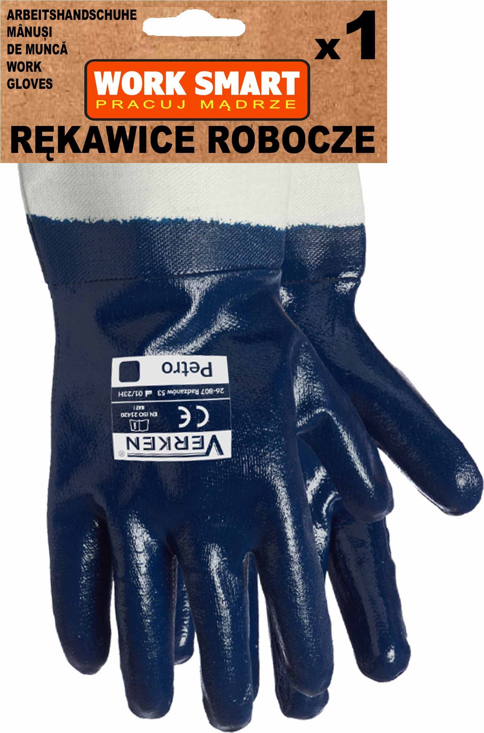VERKEN Rękawiczki Robocze Ciężkie Nitrylowe Usztywniony Mankiet Petro - Verken - Rozmiar 10 Verken Petro 10 5907699003846