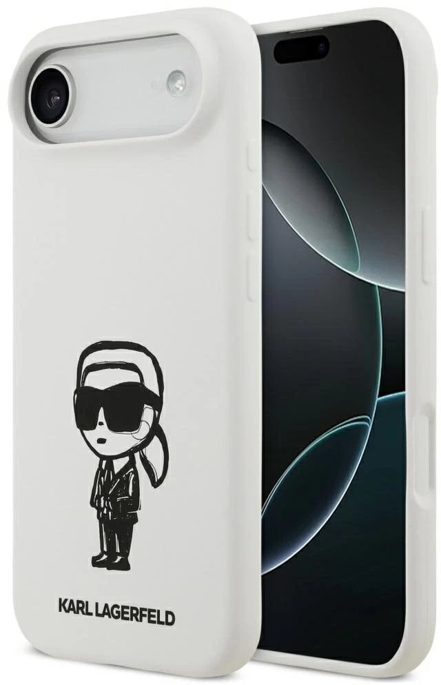 KARL LAGERFELD futerał do IPHONE 17 Air kompatybilny z MagSafe KLHMP17MSKIGROH (Silicone W/ KL Sketch & Logo) biały