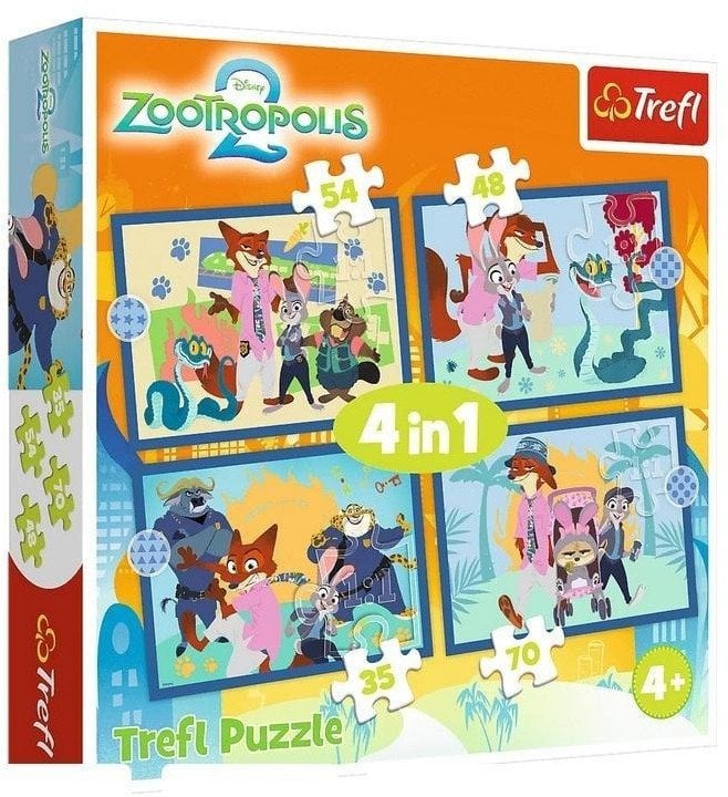 PUZZLE 4W1 TREFL 34677 ZOOTOPIA PRZYGOD PUD8