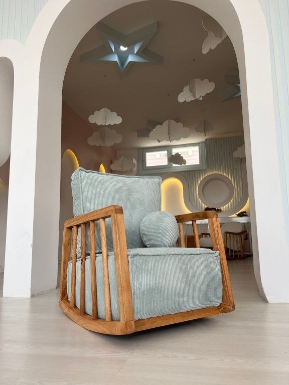 Asir Drewniany fotel bujany Sallanan, grab, 72 x 63 x 50 cm, nieb