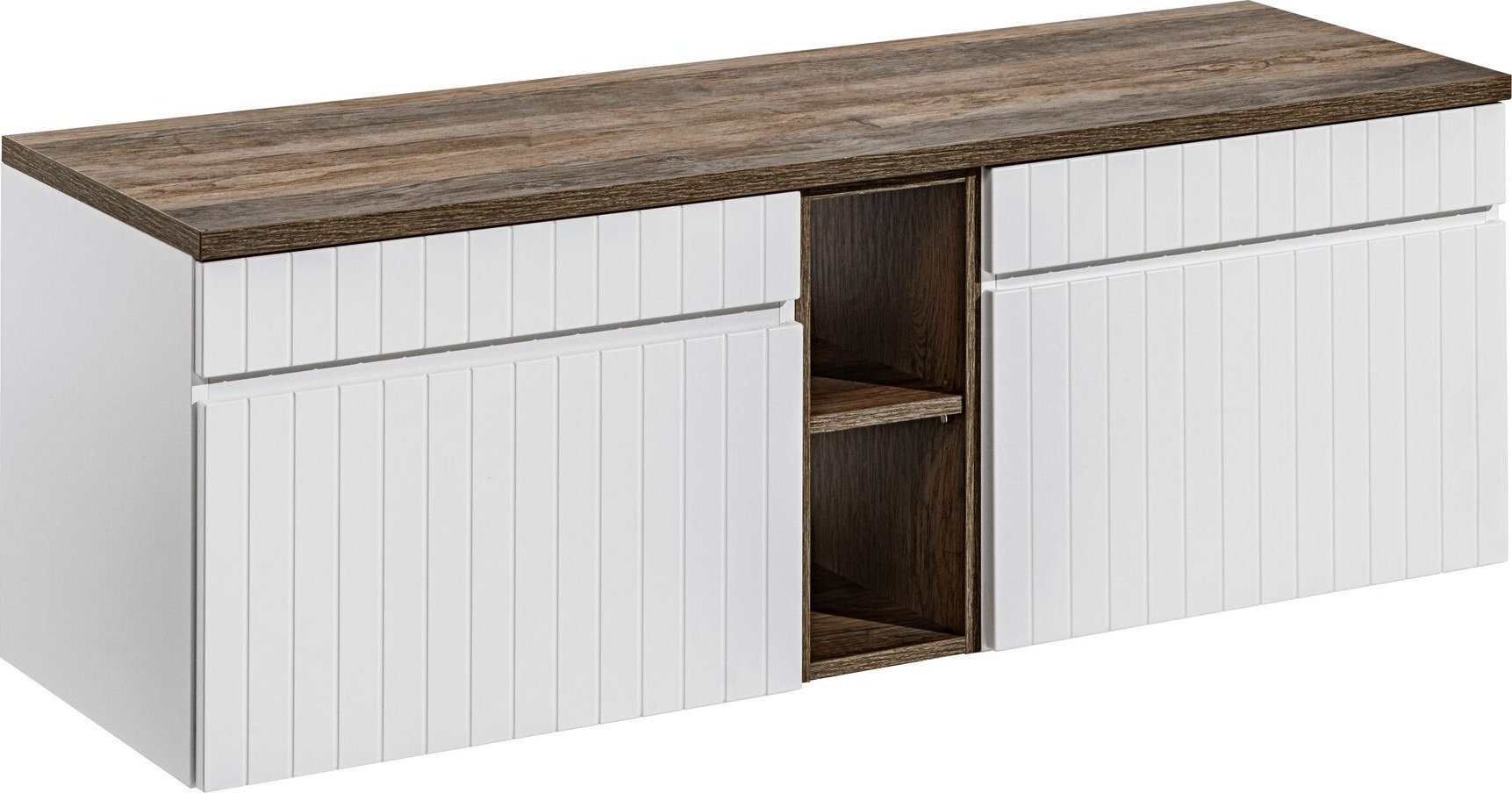 Comad Szafka z blatem i regałem, wisząca, Iconic, 140x46x46 cm, biały, mat