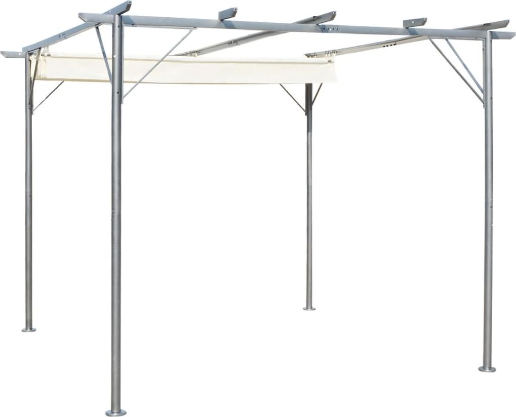 vidaXL Pergola ze zwijanym dachem, śmietankowa, 3x3 m, stalowa