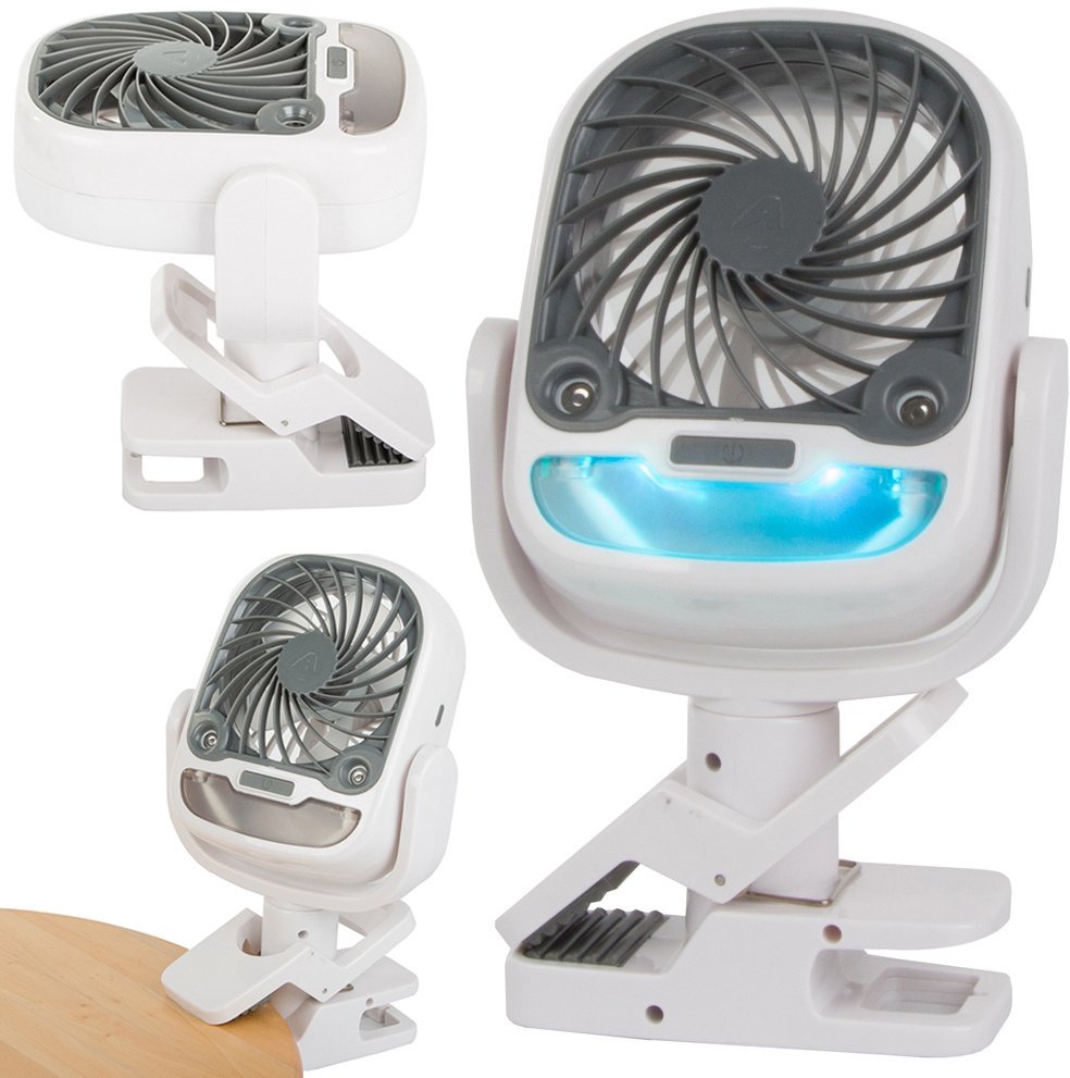 Wentylator wiatrak biurkowy stojący klips nawilżacz powietrza usb rgb 2w1