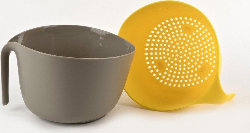 Witek Home Durszlak z misą Kassel szaro-żółty