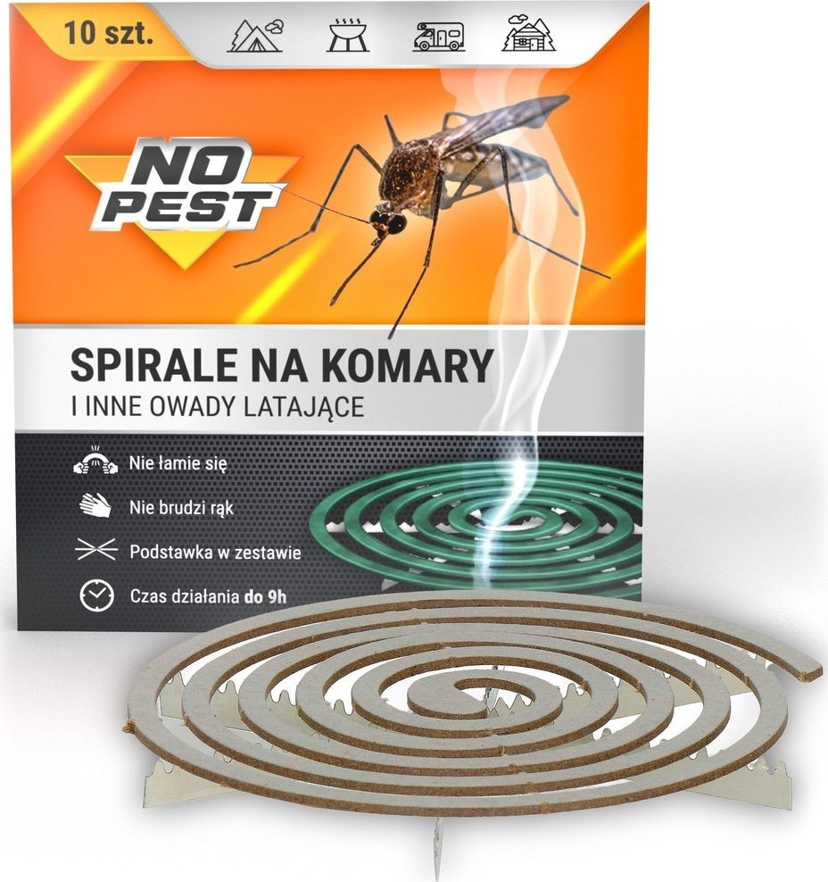 NO PEST Spirale na Komary 10 szt Odstraszacz Sposób Spirala na Komary Muchy Meszki Mole