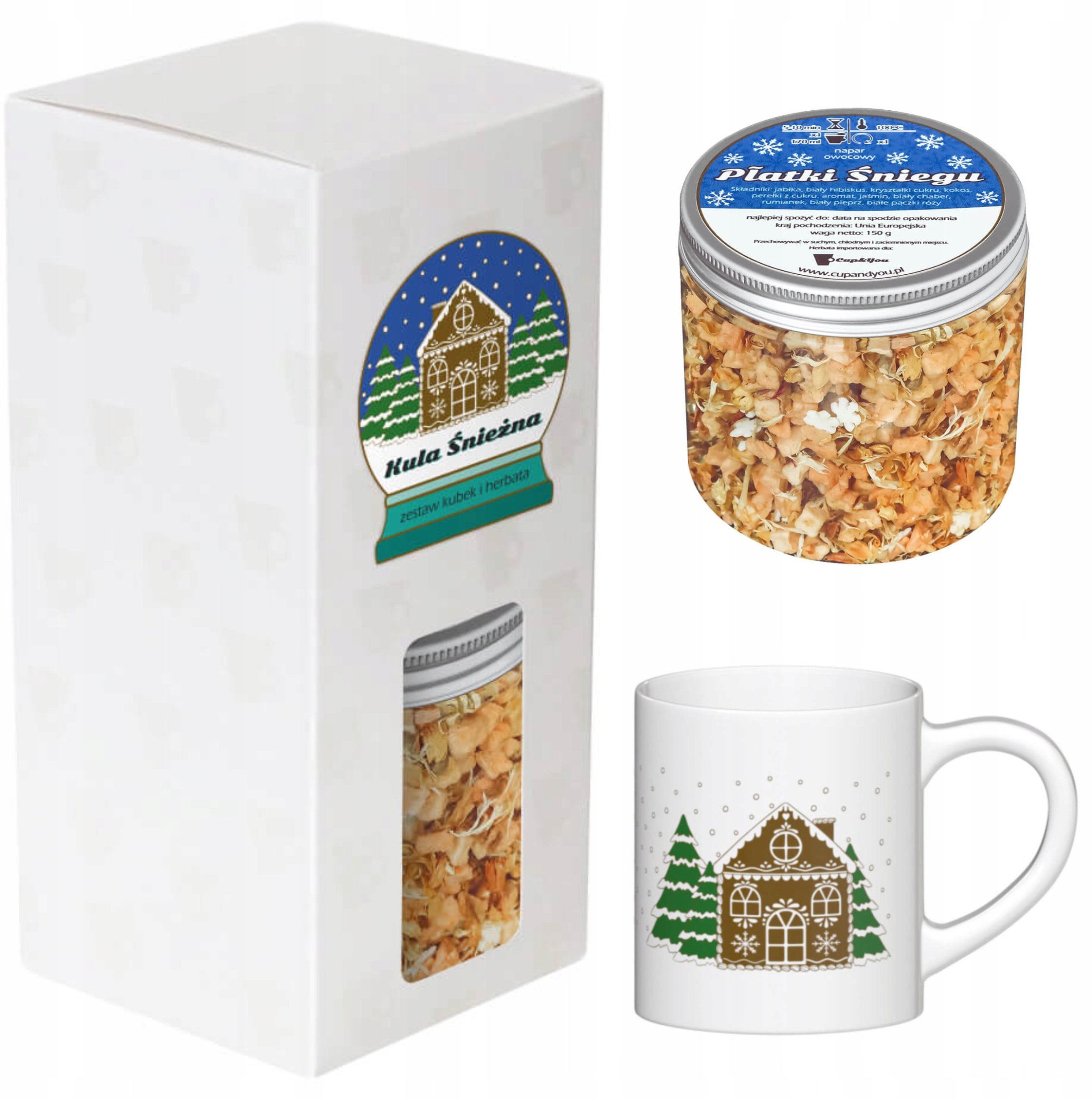 ŚWIĄTECZNY ZESTAW PREZENTOWY HERBATA SYPANA PREMIUM KUBEK - PREZENT UPOMINEK POD CHOINKĘ NA ŚWIĘTA GWIAZDKĘ MIKOŁAJA BOŻE NARODZENIE DLA KOBIETY FACET