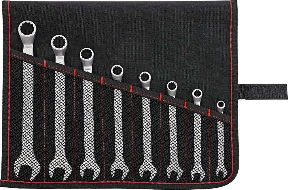 Zestaw kluczy płasko- oczkowych DIN3113B 8-19mm8-częściowy w zwijanym etui FORMAT