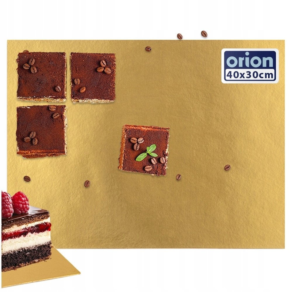 Podkład pod tort, ciasto złoty prostokątny 40x30 cm