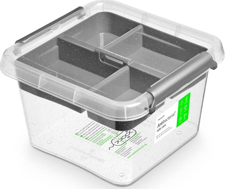 Moxom Antybakteryjny 3L Pojemnik Organizer z Pokrywką i Wkładem na Zabawki Leki Żywność Moxom Antibacterial
