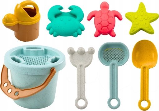 LeanToys Zestaw do Piasku Wiaderko Łopatka Grabki Sitko Foremki Pastelowy