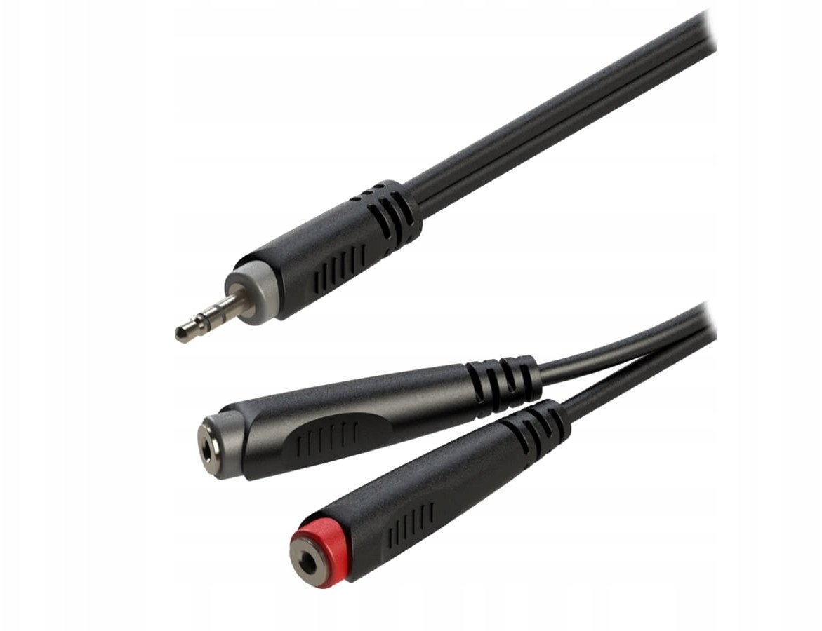 Roxtone Kabel audio 0,2m RAYC310L02 Jack 3.5mm stereo 2 x Gniazdo Jack 6.3mm mono