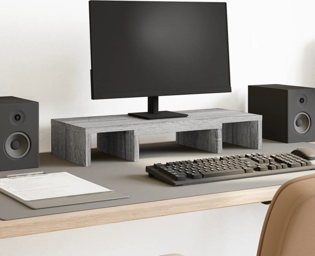 vidaXL Podstawka pod monitor, szary dąb sonoma, 60x24x10,5 cm