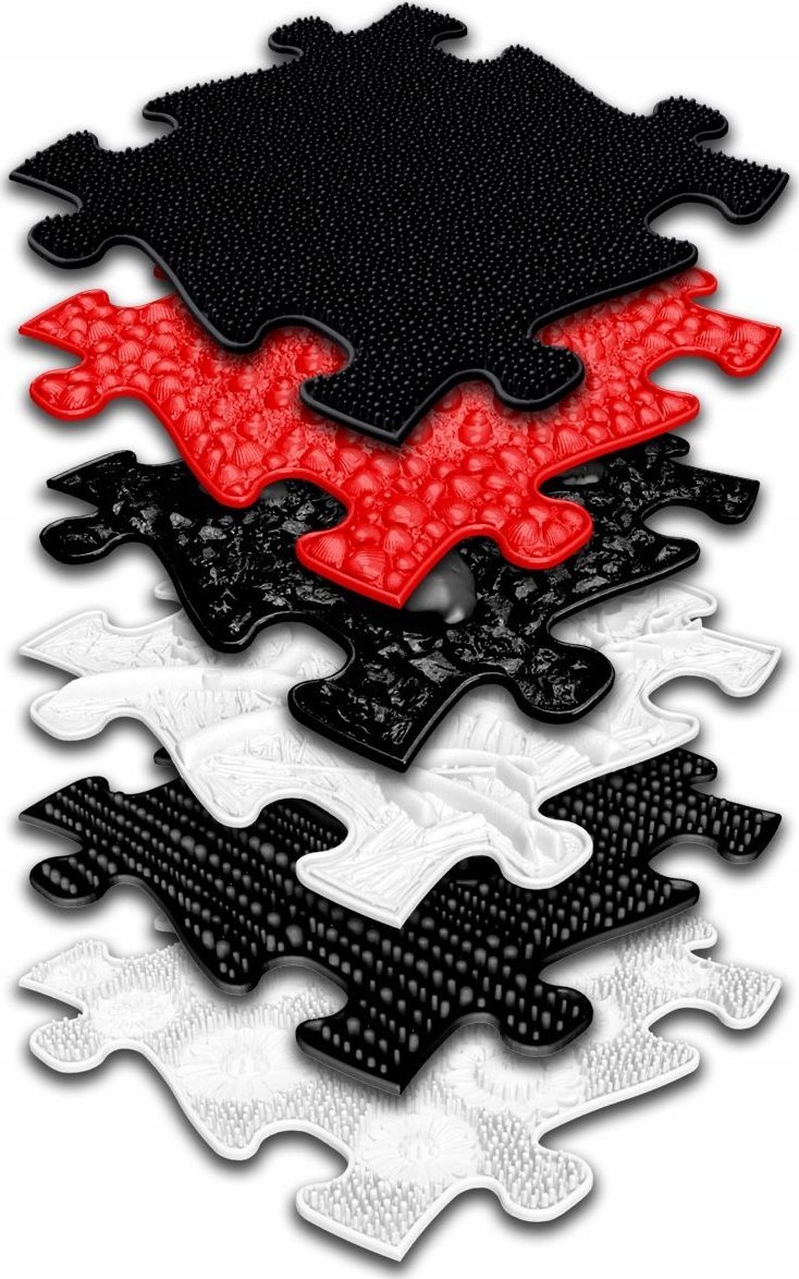 Mata Sensoryczna Ortopedyczna ZESTAW 6w1 BABY B&W 6 PUZZLI SENSORYKA MUFFIK / MFK-023-3