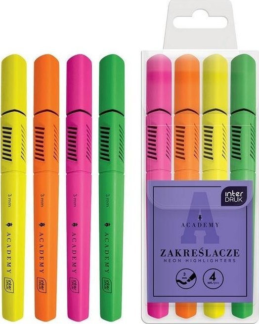 Zakreślacze neonowe 4 kolory Academy