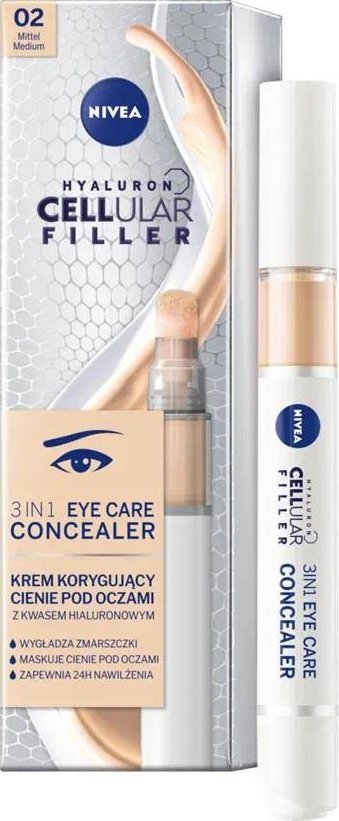 Nivea Korektor Hyaluron Cellular Filler 3In1 Eye Care Concealer 02 Medium 4 ml