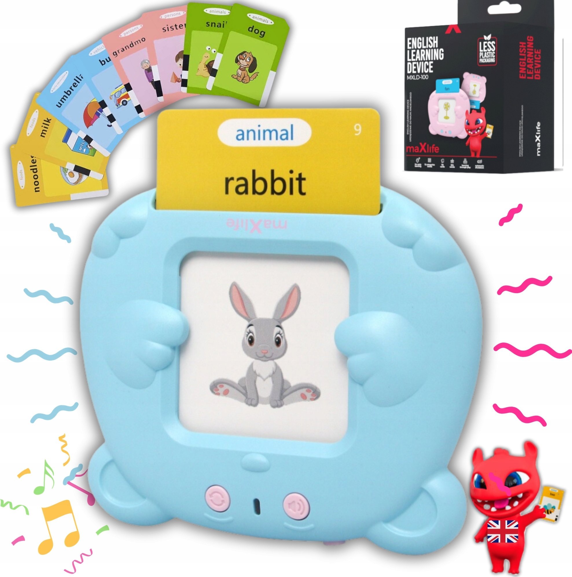 MaxLife CZYTNIK KART DO NAUKI ANGIELSKIEGO Zabawka Karty Do Wczesnej Nauki Języka