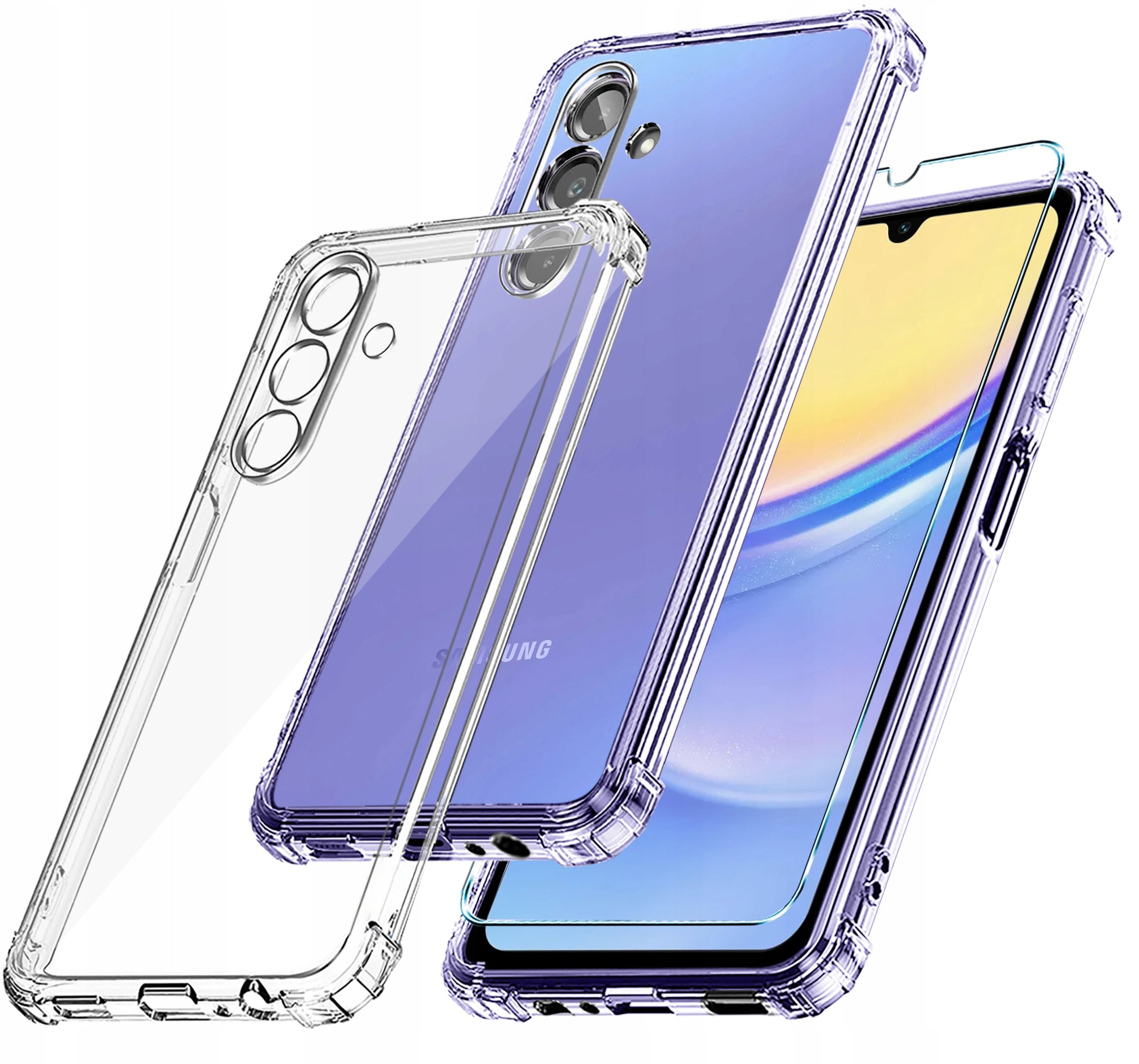 krainaGSM Etui do Samsung Galaxy A15 ANTI-SHOCK CLEAR CASE + Szkło ochronne 9H