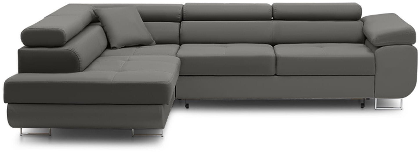 Duży narożnik, lewy, Bellezza, velvet, 270x206x87 cm, jasny szary | TYLETEGOTU