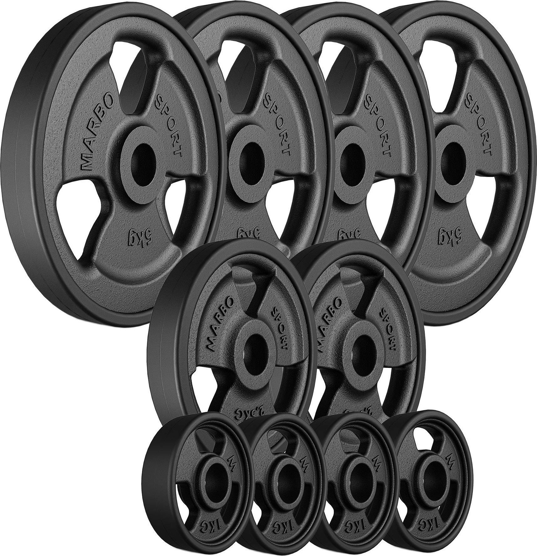 Zestaw obciążeń gumowanych 29 kg /4 x 5 kg + 2 x 2,5 kg + 4 x 1 kg - Marbo Sport