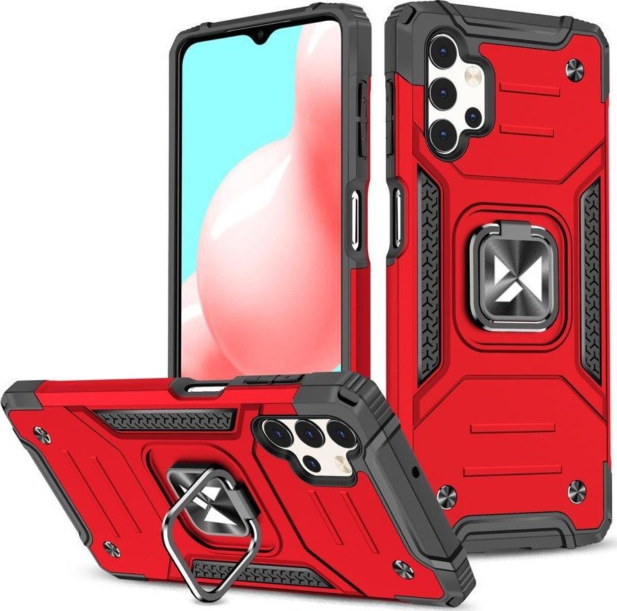 Hurtel Wozinsky Ring Armor pancerne hybrydowe etui pokrowiec + magnetyczny uchwyt Samsung Galaxy A23 czerwony