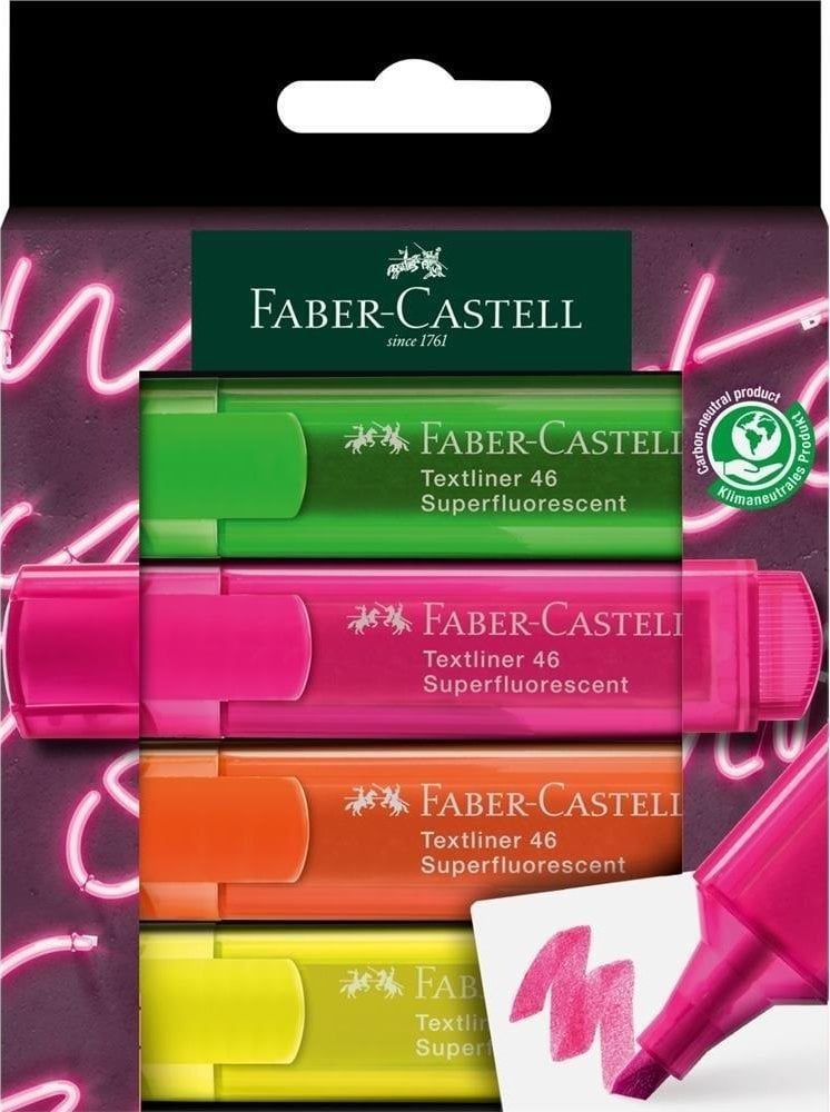 Faber Castell Zakreślacz Super Neon 4 kolory FABER CASTELL