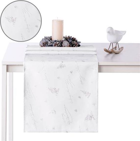 AmeliaHome Bieżnik Christmas Eve srebrny 30x100