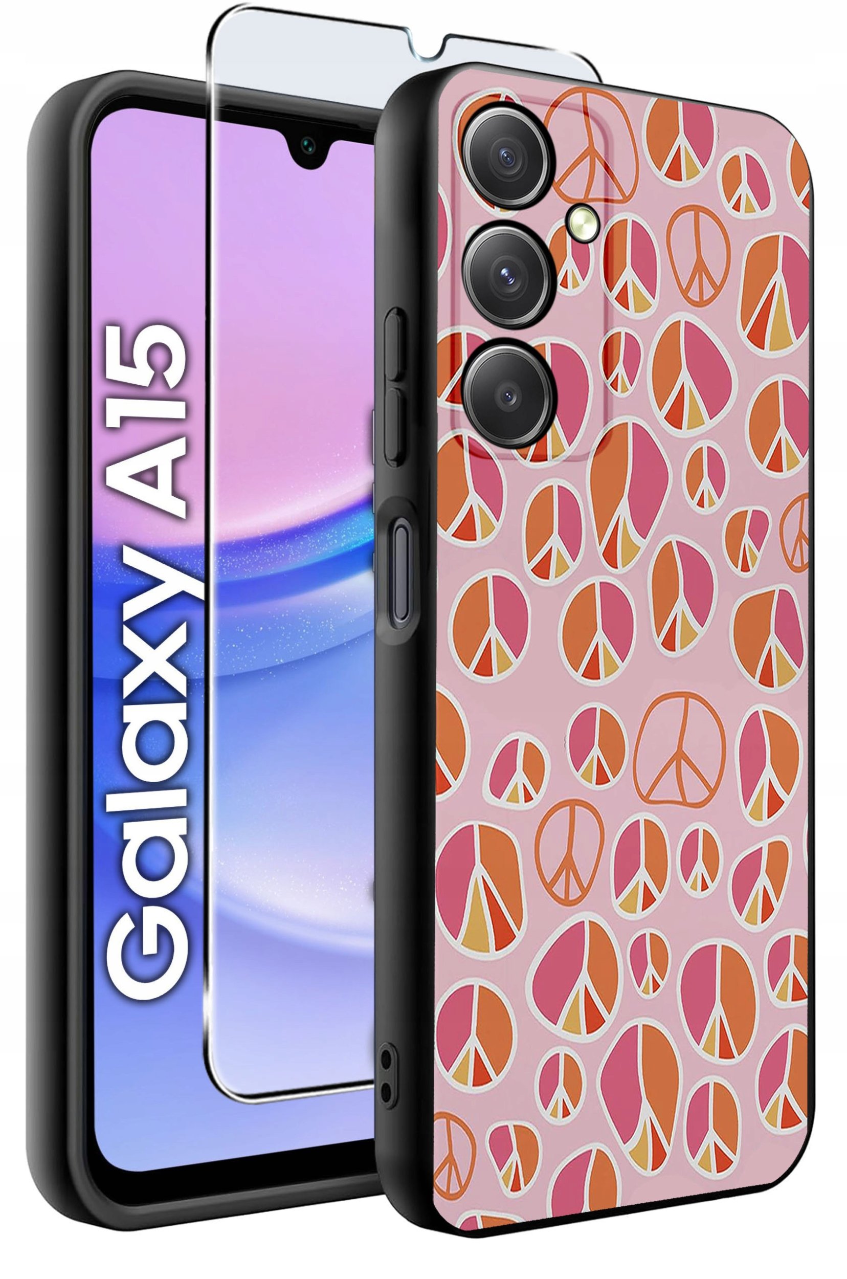 ETUI do Samsung A15 4G | 15 5G WZORY | SILIKONOWE MATT CASE + SZKŁO 9H