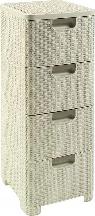 Kadax Curver Regał Z 4 Szufladami Komoda Kremowy