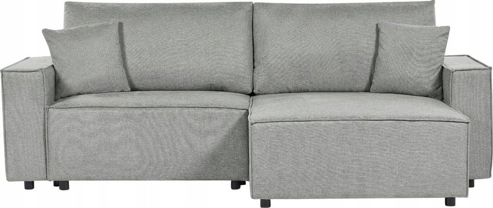 Beliani Narożnik lewostronny rozkładany z pojemnikiem szary KARILA