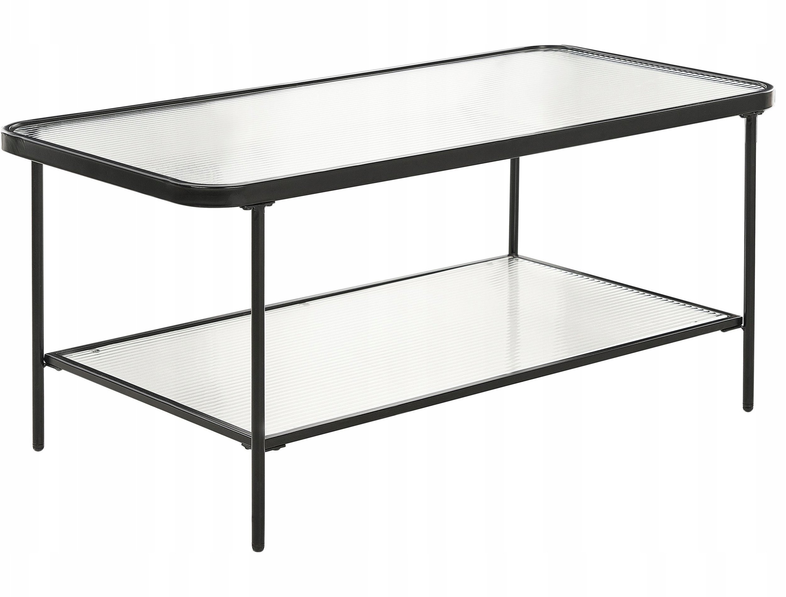 Beliani Stolik kawowy z półką szklany czarny BLAIR