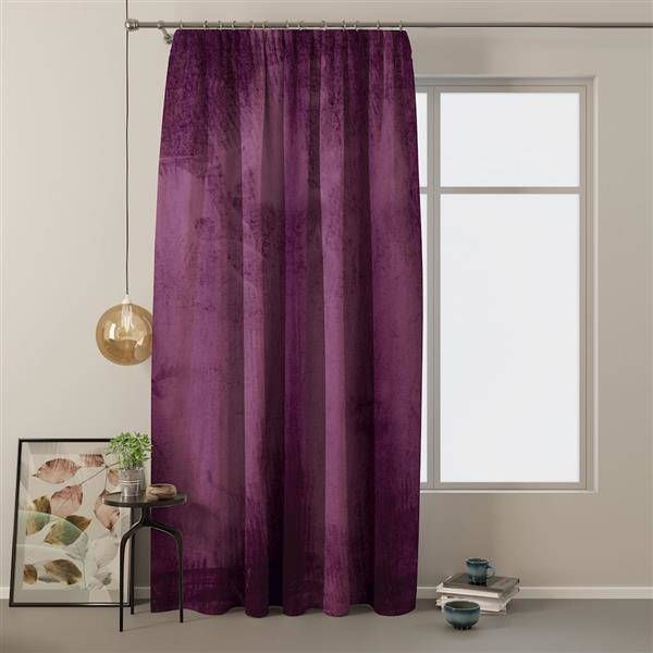 AmeliaHome Zasłona Velvet na taśmie Fioletowy 140X245