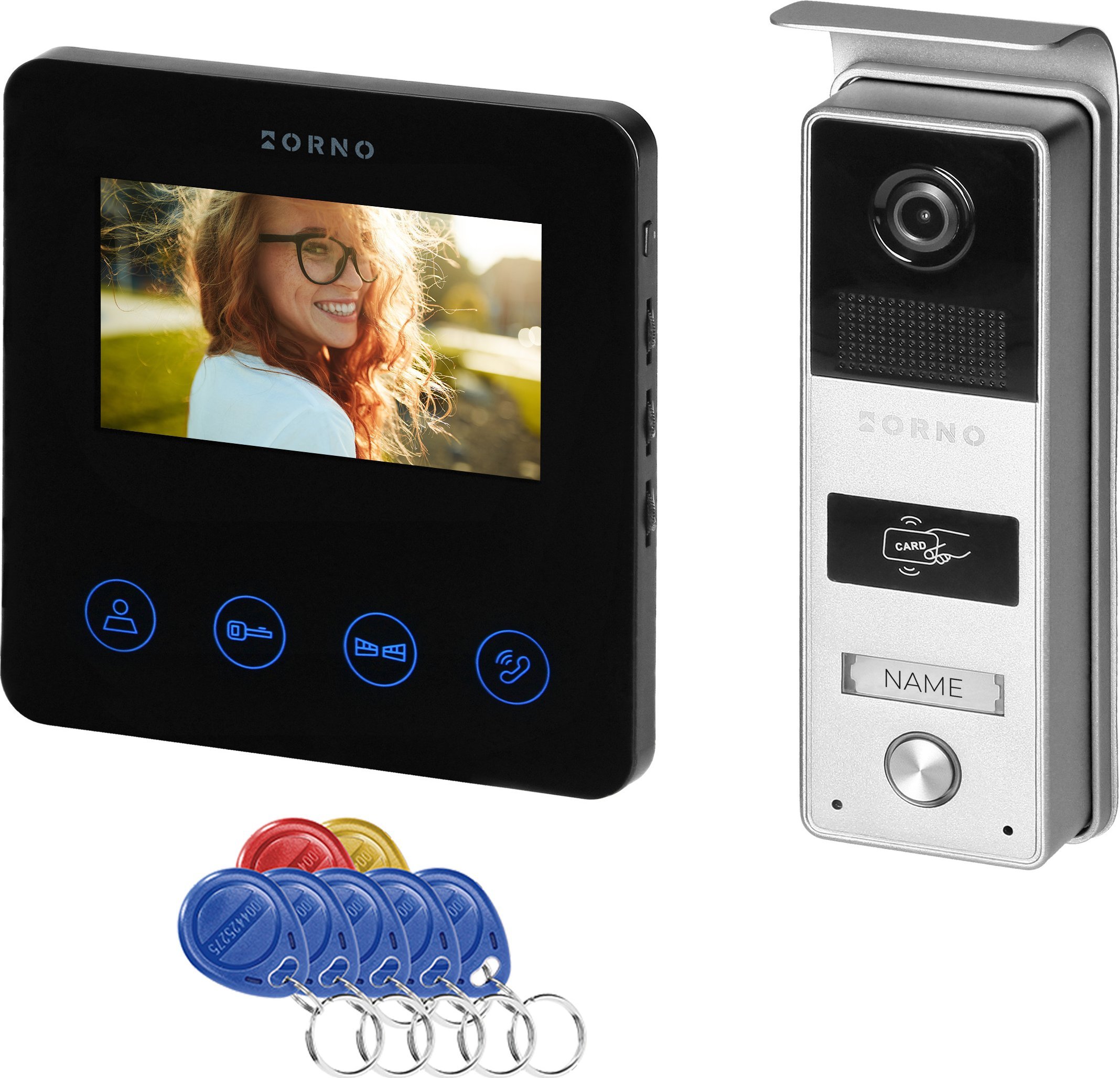 Orno PACTO, zestaw wideodomofonowy jednorodzinny, 4-żyłowy, 4,3", RFID