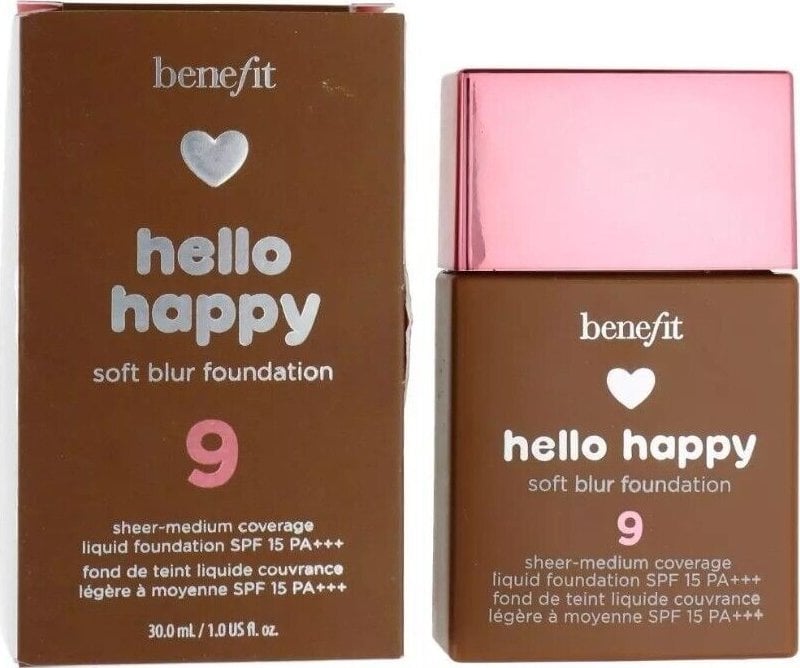Benefit Benefit, Hello Happy Soft Blur, Matte Finish, Liquid Foundation, 09, Deep Neutral, SPF 15, 30 ml For Women