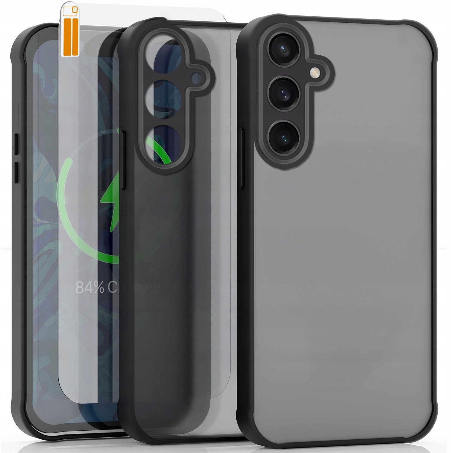 Etui do Samsung Galaxy S23 FE (Czarne, Matowe, Wzmacniane, Case) Szkło 9H