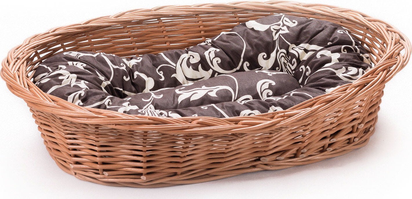 Wiklinowy Świat Leżak wiklinowy dla psa kota i innych zwierząt kosz z poduszką