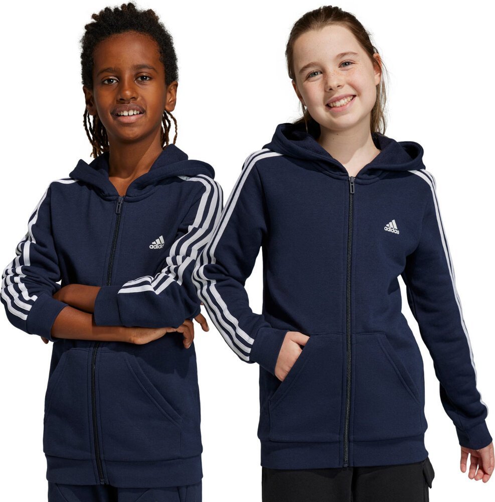 Adidas Bluza dla dzieci adidas Essentials 3-Stripes Fleece Full-Zip Hoodie granatowa IC0600 128cm