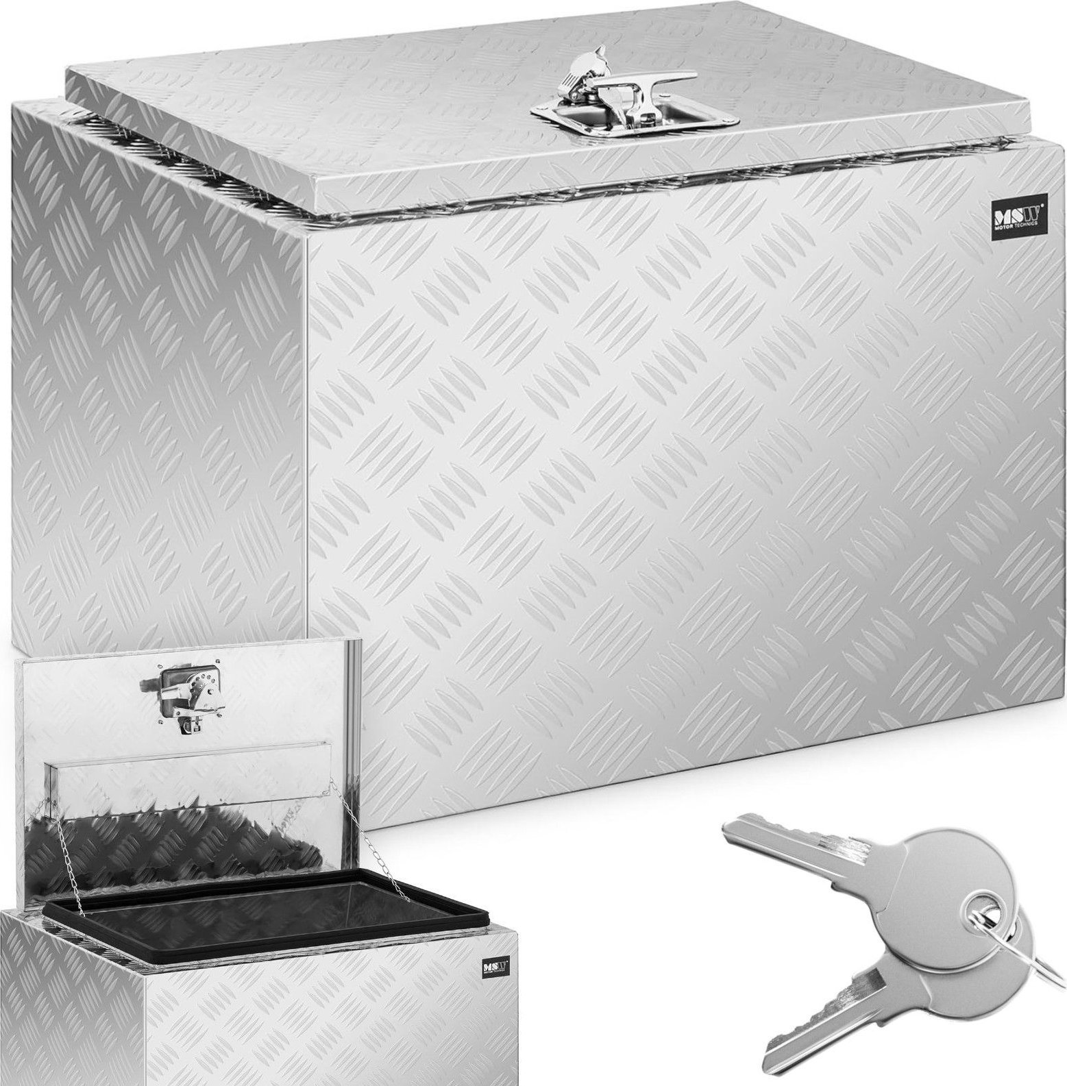 MSW Skrzynka narzędziowa warsztatowa aluminiowa z pokrywą 120 l Skrzynka narzędziowa warsztatowa aluminiowa z pokrywą 120 l