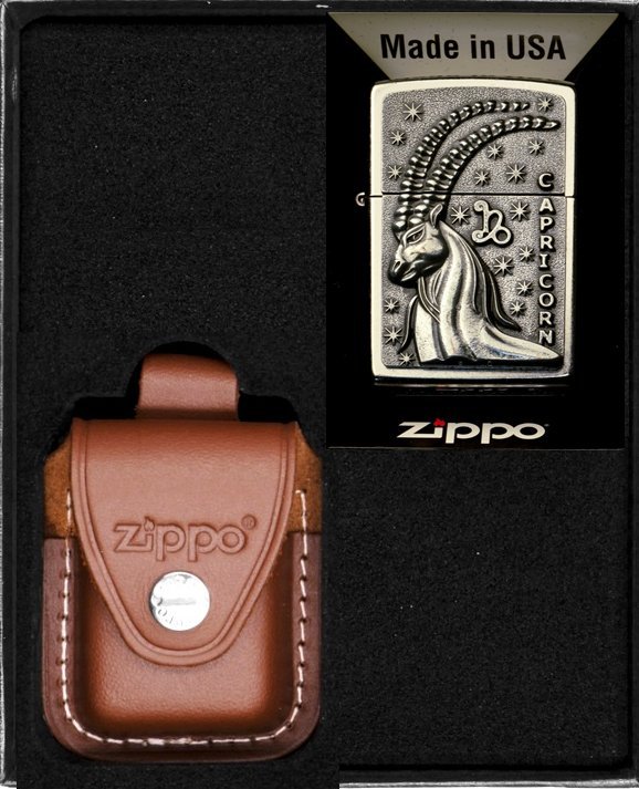 Zestaw ZIPPO Zapalniczka ZODIAC CAPRICORN koziorożec Prezentowy No2