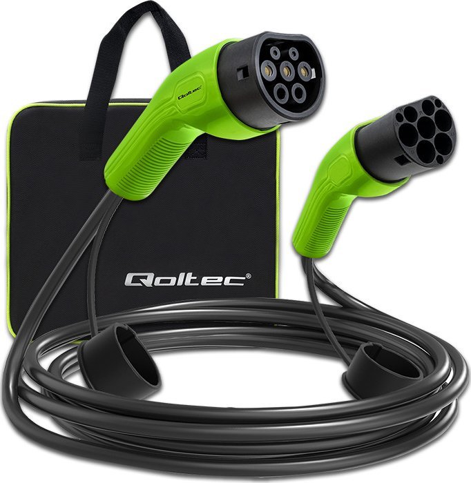 Kabel do ładowania samochodów Qoltec Typ 2, 400V, 22kW, 32A, 5m (52474)